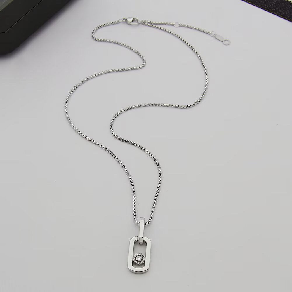 [Lume Jewelry]So Move Paper‑Clip Sliding Diamond Necklace