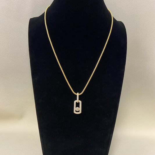 [Lume Jewelry] So Move Diamond‑Set Paper‑Clip Sliding Necklace