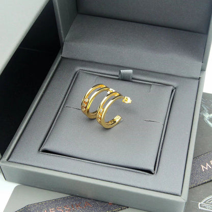 [Lume Jewelry] Move Double Hoop Earrings, 3 Movable Stones