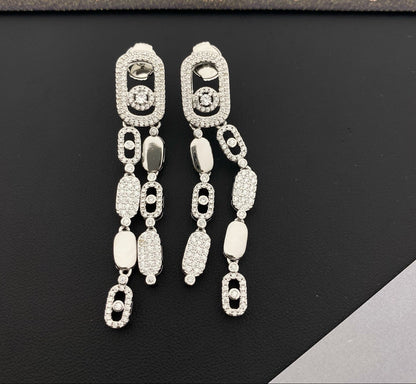 [Lume Jewelry] Move Link Long Tassel Earrings, Movable Stones