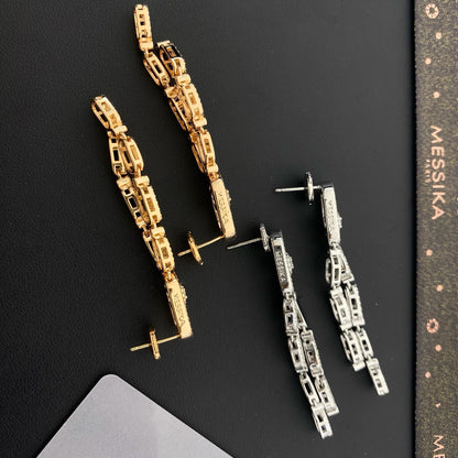 [Lume Jewelry] Move Link Long Tassel Earrings, Movable Stones
