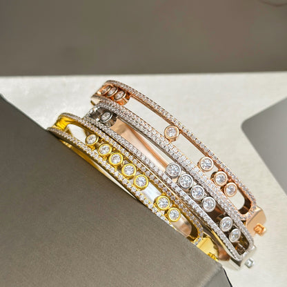 [Lume Jewelry]Move Classique 7‑Moving‑Diamond Bangle, Double‑Row Pavé Setting