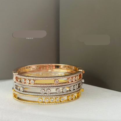 [Lume Jewelry]Move Classique 7‑Moving‑Diamond Bangle, Double‑Row Pavé Setting