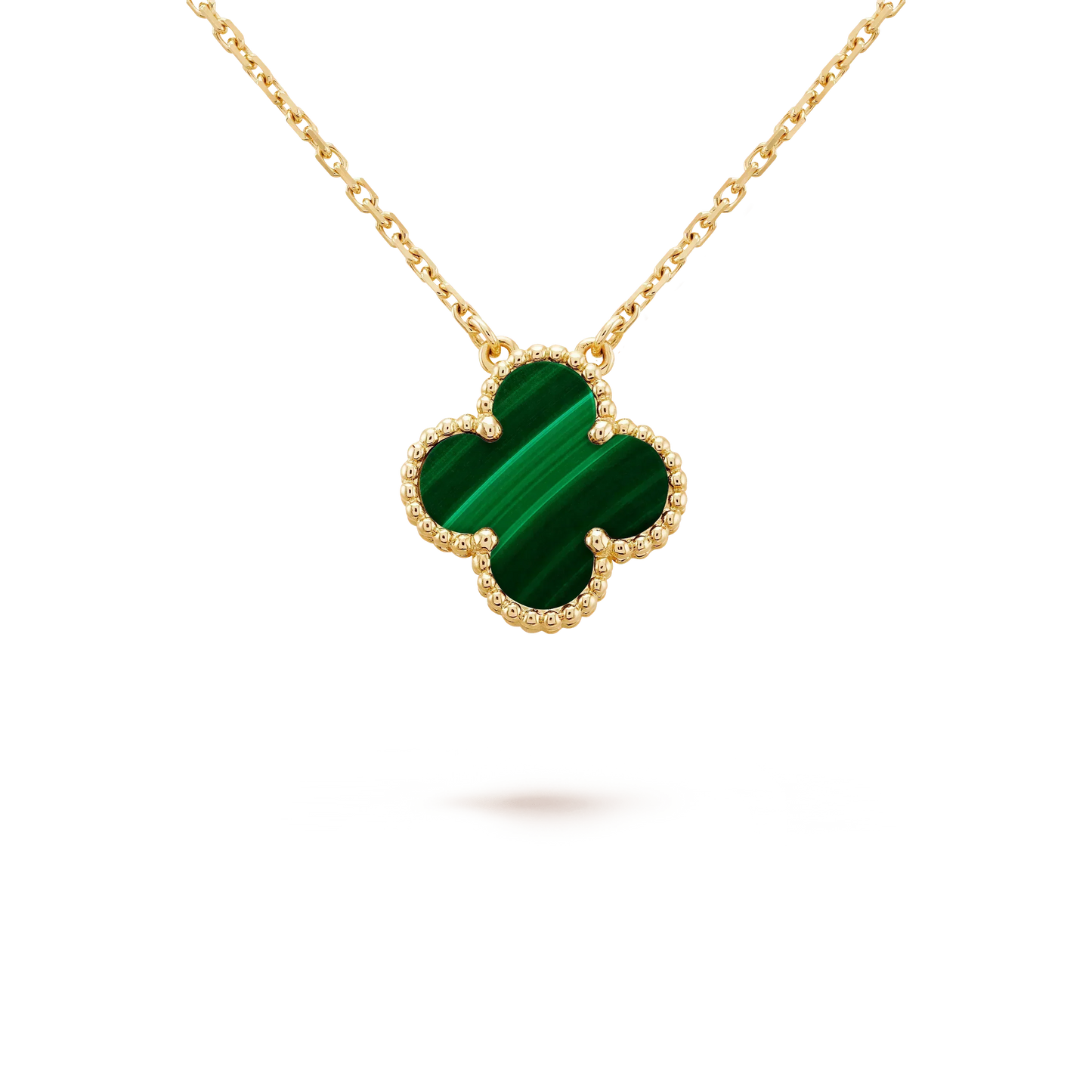 『Lume Jewelry』クローバー 15mm マラカイト シングル フラワー ネックレス