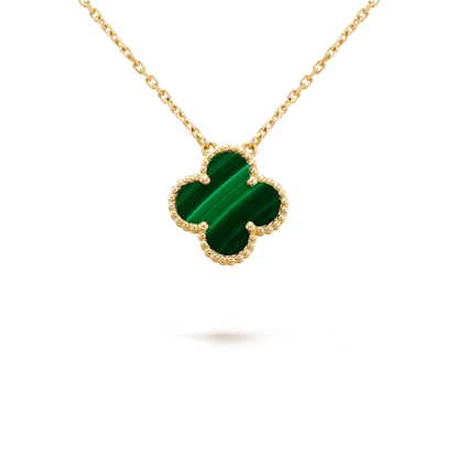 『Lume Jewelry』クローバー 15mm マラカイト シングル フラワー ネックレス