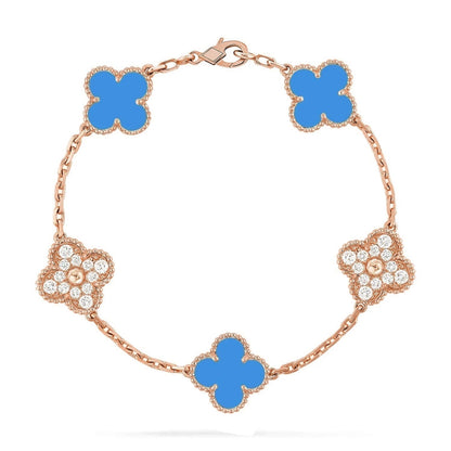 [Lume Jewelry]クローバー5モチーフ ブルーアゲート ブレスレット コレクション