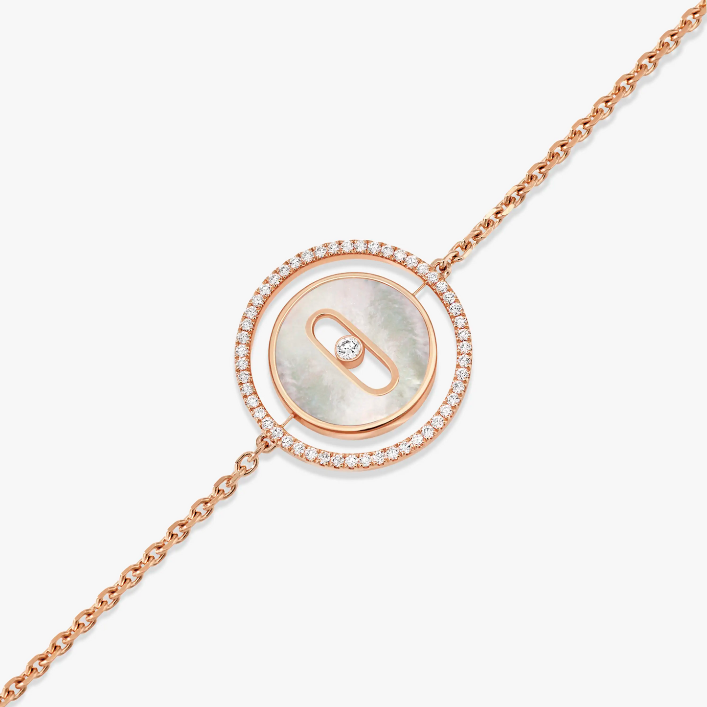 [Lume Jewelry]LUCKY MOVE WHITE MOTHER OF PEARL PINK GOLD DIAMOND BRACELET