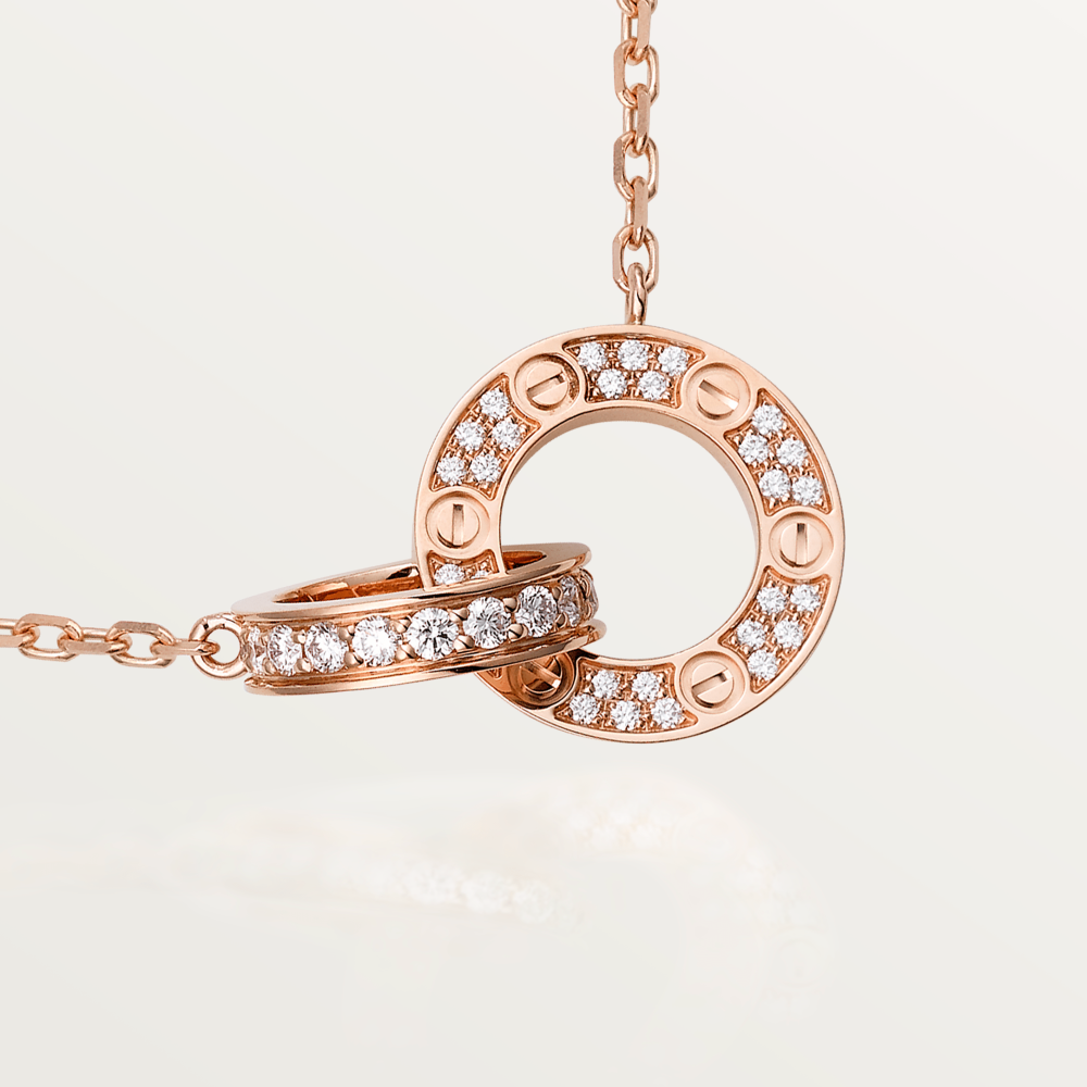 『Lume Jewelry』LOVE 7.6MM ネックレス ローズゴールド＆シルバー フルダイヤモンド
