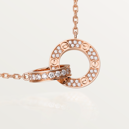 『Lume Jewelry』LOVE 7.6MM ネックレス ローズゴールド＆シルバー フルダイヤモンド