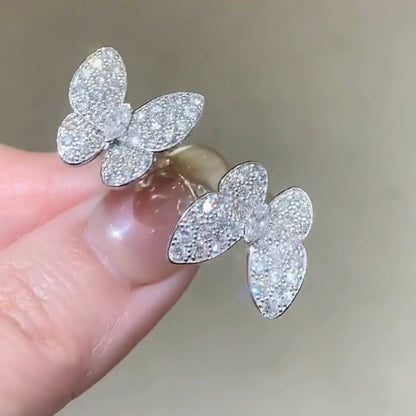 「ルーメジュエリー」ツインシルバーバタフライダイヤモンドリング