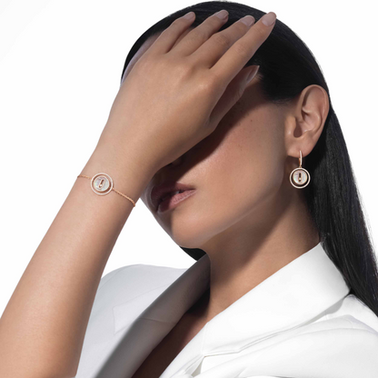 [Lume Jewelry]LUCKY MOVE WHITE MOTHER OF PEARL PINK GOLD DIAMOND BRACELET