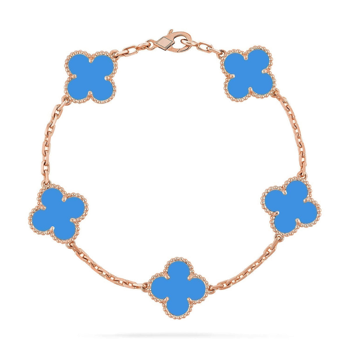 [Lume Jewelry]クローバー5モチーフ ブルーアゲート ブレスレット コレクション