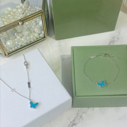 Lume Jewelry® バタフライ ターコイズ バタフライブレスレット シルバー