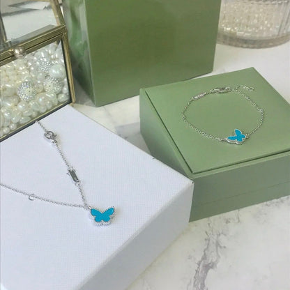 Lume Jewelry® バタフライ ターコイズ バタフライブレスレット シルバー