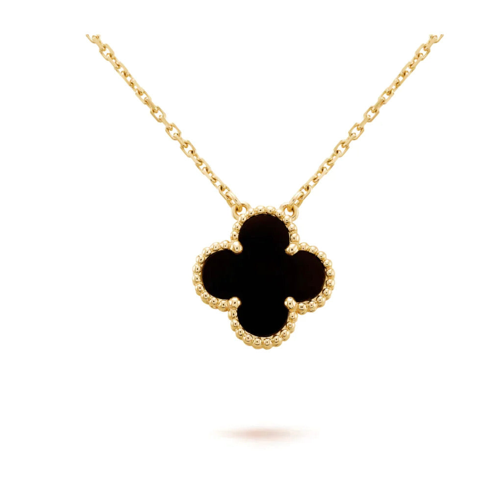 Lume Jewelry クローバー 15MM オニキス シングル フラワー ネックレス