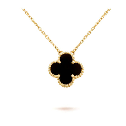 Lume Jewelry クローバー 15MM オニキス シングル フラワー ネックレス