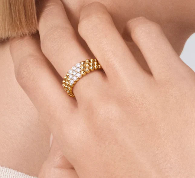 [Lume Jewelry]Three-row diamond ring