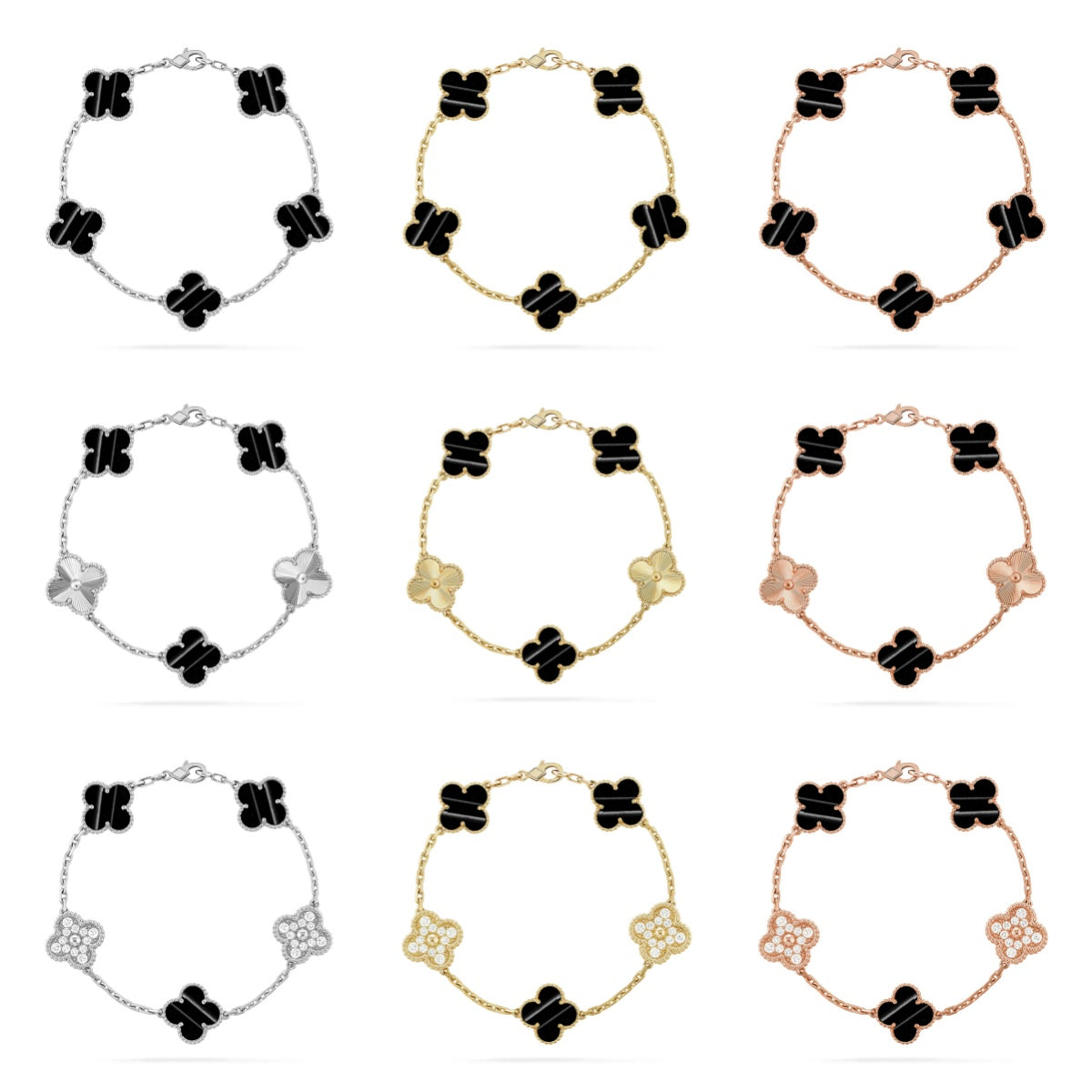 [Lume Jewelry]新作 クローバー 5モチーフ パルサーストーン ブレスレットコレクション