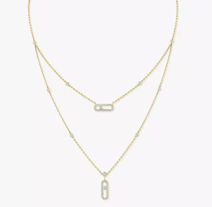 [Lume Jewelry] MS Double-Circle Full-Diamond Necklace