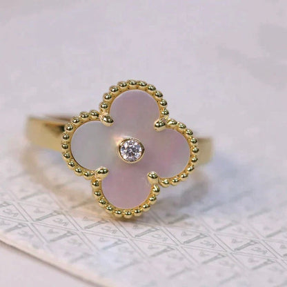 「Lume Jewelry」クローバー ピンクMOP リング ゴールド ダイヤモンド