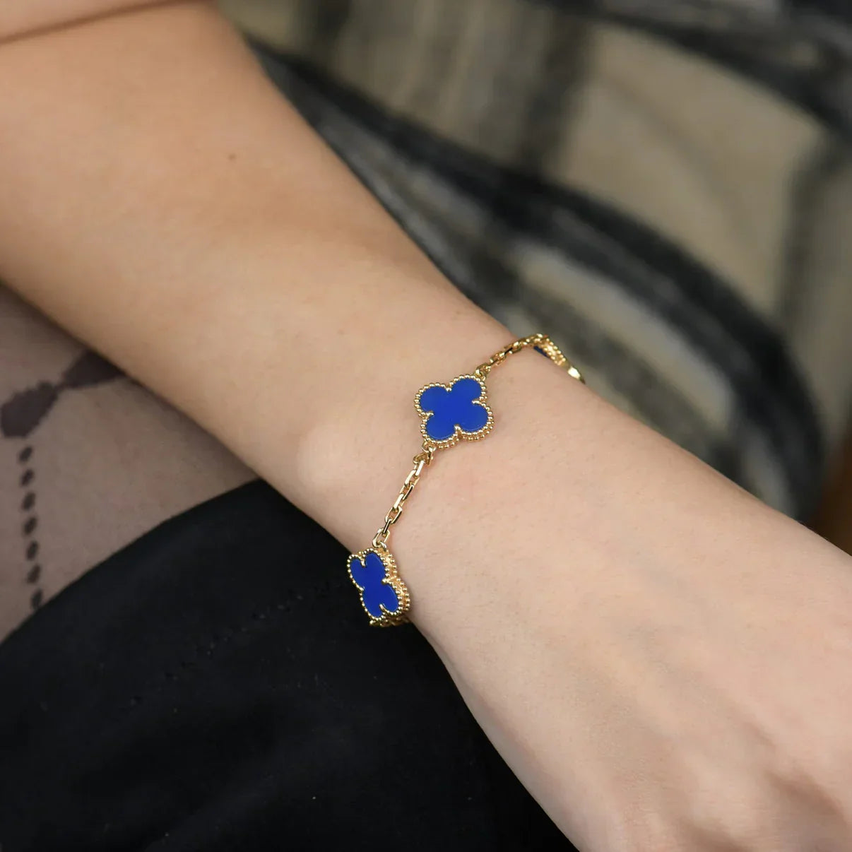 [Lume Jewelry]クローバー5モチーフ ブルーアゲート ブレスレット コレクション