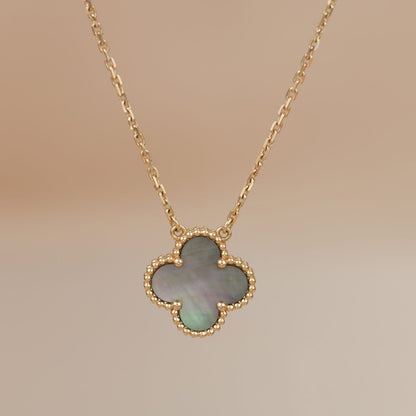 Lume Jewelry クローバー 15MM グレー マザーオブパール ネックレス