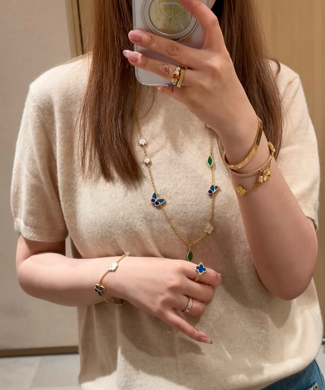 [Lume Jewelry]LUCKY SPRING BUTTERFLY 15 FLOWER NECKLACE