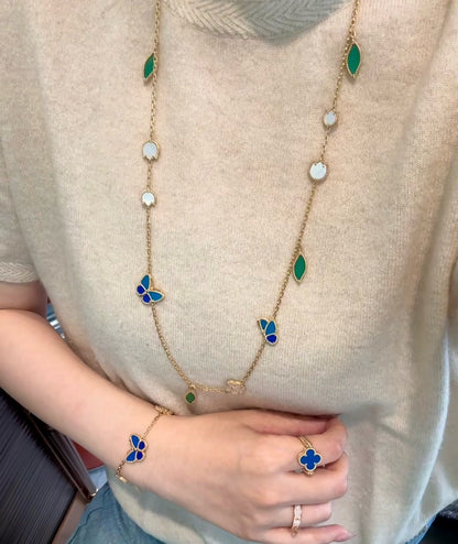 [Lume Jewelry]LUCKY SPRING BUTTERFLY 15 FLOWER NECKLACE