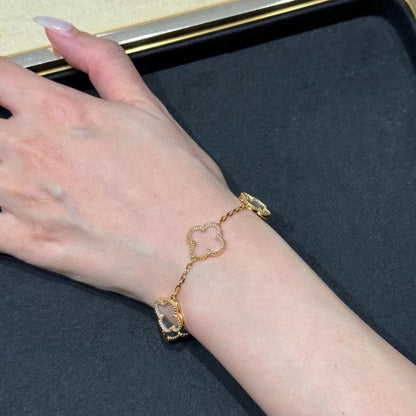 [Lume Jewelry]新しい CLOVER 5 MOTIF ロッククリスタルブレスレット
