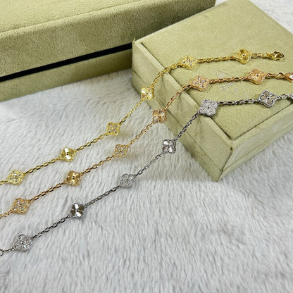 [「Lume Jewelry」]クローバー6モチーフダイヤモンドレーザーブレスレット