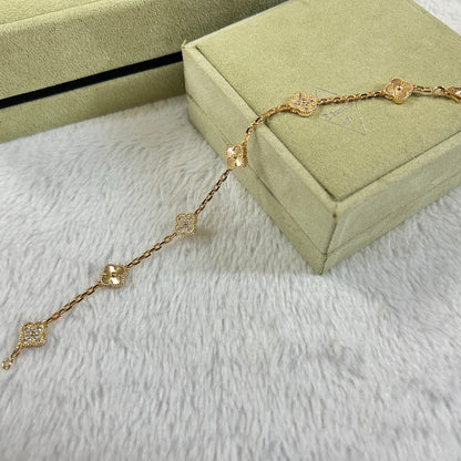 [「Lume Jewelry」]クローバー6モチーフダイヤモンドレーザーブレスレット