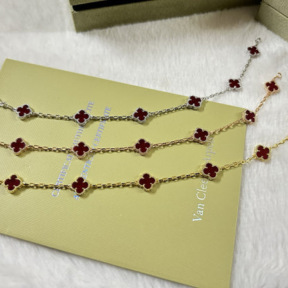 [¡®Lume Jewelry¡¯]クローバー 6モチーフ 赤瑪瑙 ブレスレット