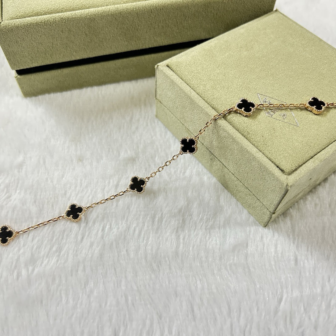 [¡®Lume Jewelry¡¯]クローバー6モチーフ オニキスブレスレット