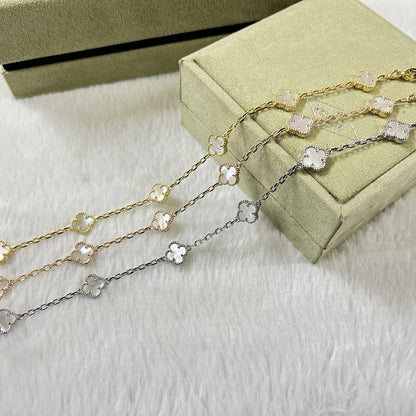 [¡®Lume Jewelry¡¯]クローバー6モチーフ ホワイトマザーオブパールブレスレット