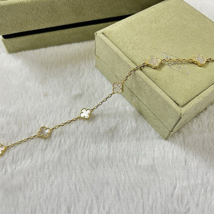 [¡®Lume Jewelry¡¯]クローバー6モチーフ ホワイトマザーオブパールブレスレット