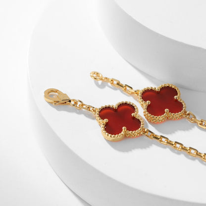 「Lume Jewelry」 クローバー 10モチーフ カーネリアン ネックレス