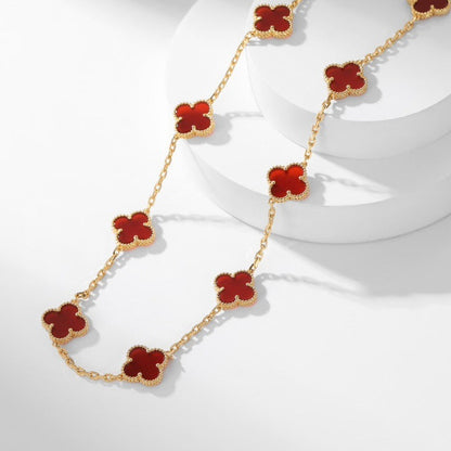「Lume Jewelry」 クローバー 10モチーフ カーネリアン ネックレス