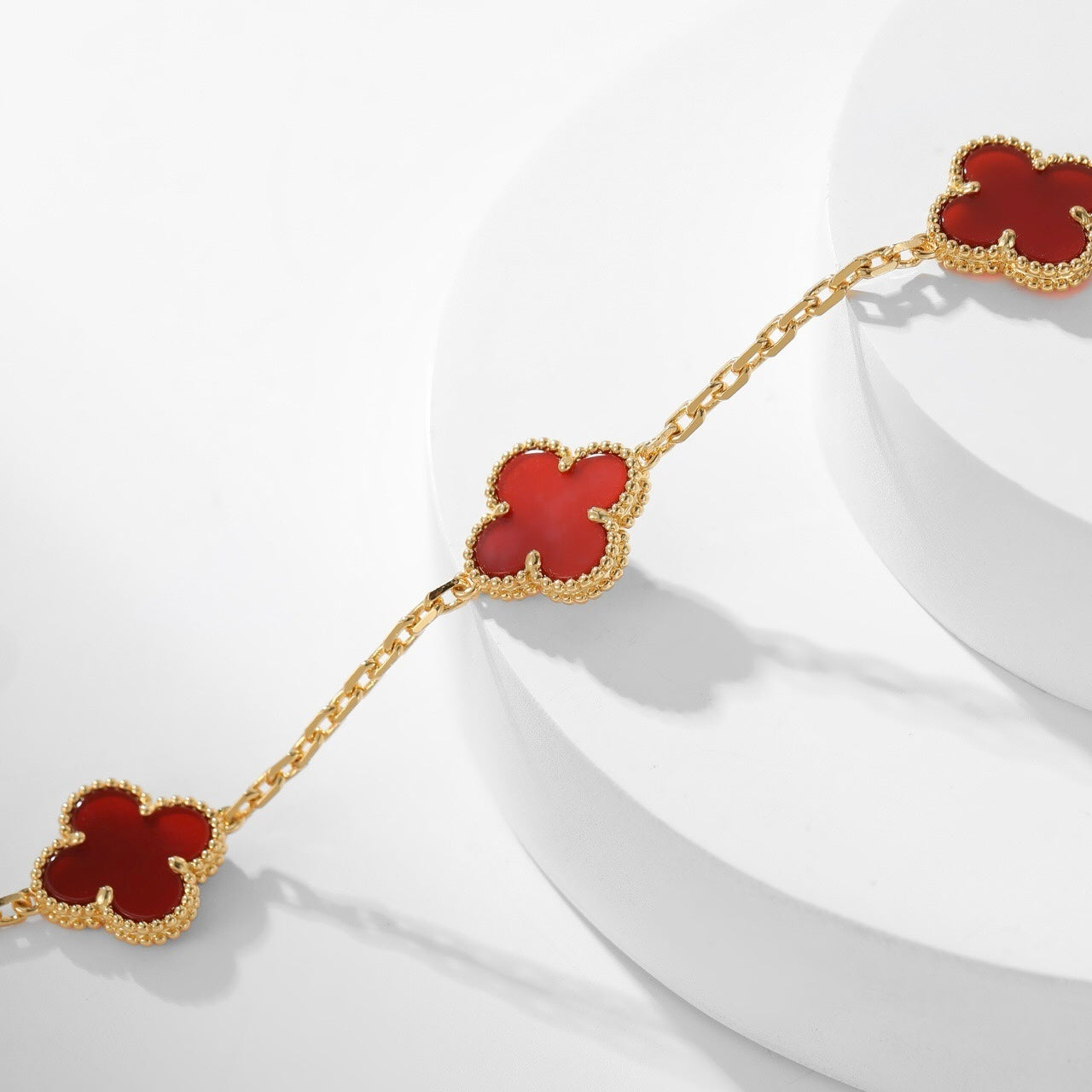 「Lume Jewelry」 クローバー 10モチーフ カーネリアン ネックレス