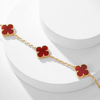 「Lume Jewelry」 クローバー 10モチーフ カーネリアン ネックレス