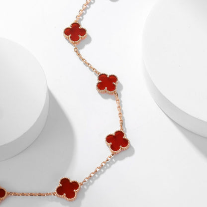 「Lume Jewelry」 クローバー 10モチーフ カーネリアン ネックレス