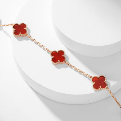 「Lume Jewelry」 クローバー 10モチーフ カーネリアン ネックレス