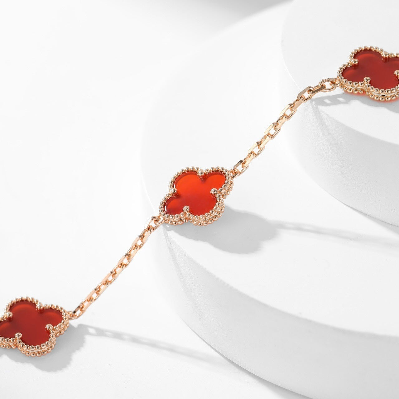 「Lume Jewelry」 クローバー 10モチーフ カーネリアン ネックレス