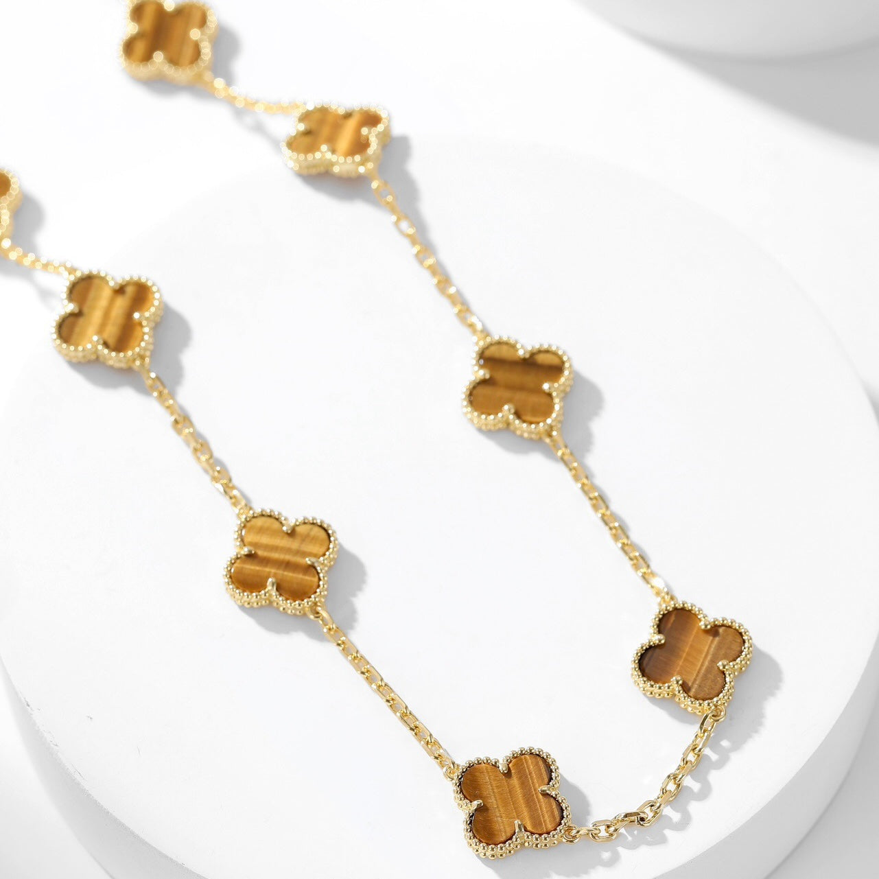 Lume Jewelry クローバー 10モチーフ タイガーアイ ネックレス