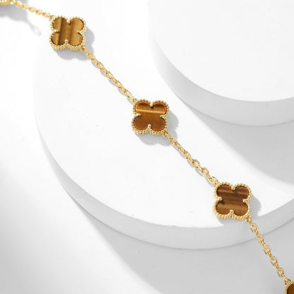 Lume Jewelry クローバー 10モチーフ タイガーアイ ネックレス