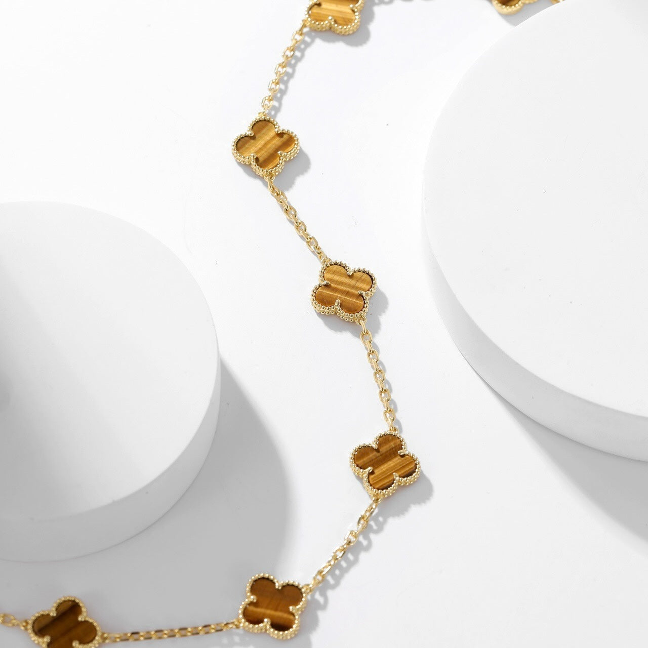 Lume Jewelry クローバー 10モチーフ タイガーアイ ネックレス