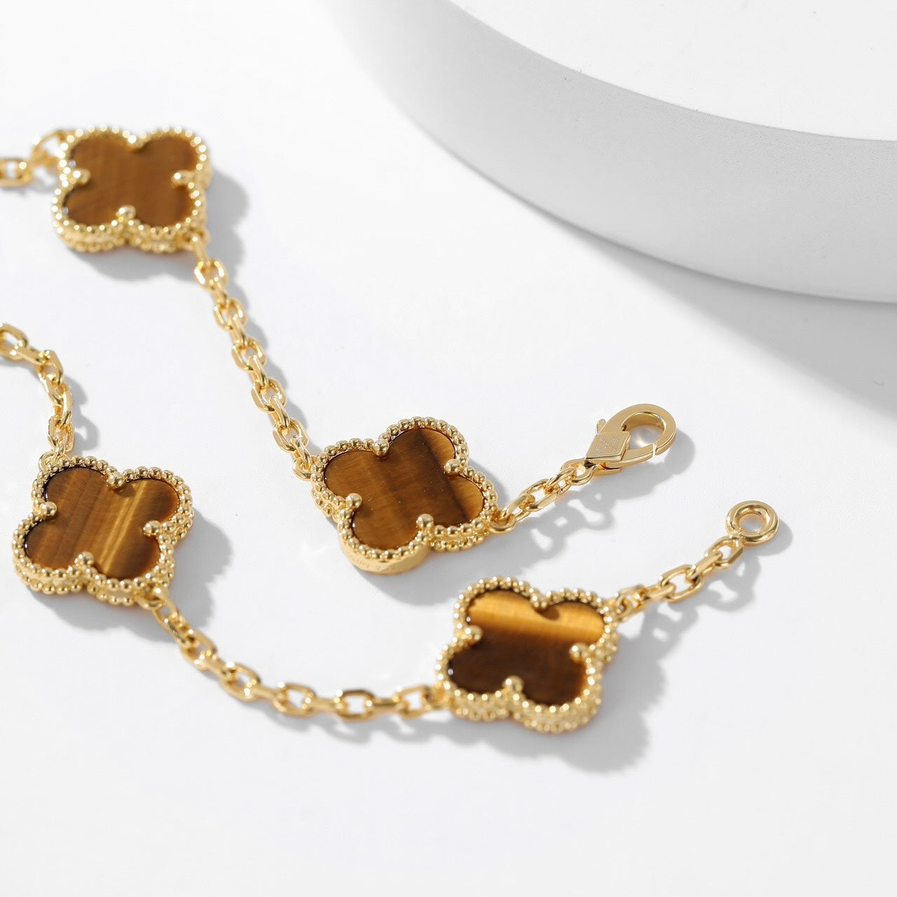 Lume Jewelry クローバー 10モチーフ タイガーアイ ネックレス