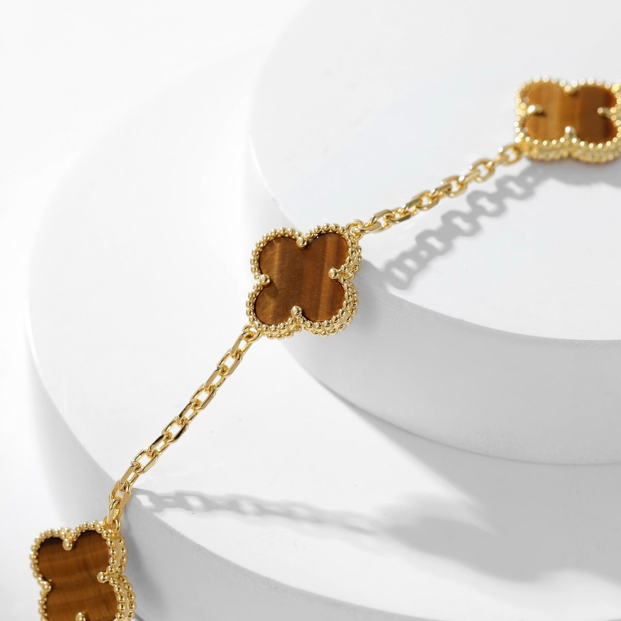 Lume Jewelry クローバー 10モチーフ タイガーアイ ネックレス