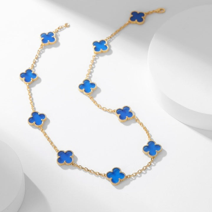Lume Jewelry クローバー10モチーフ ブルーアゲートネックレス