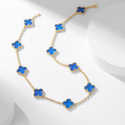 Lume Jewelry クローバー10モチーフ ブルーアゲートネックレス