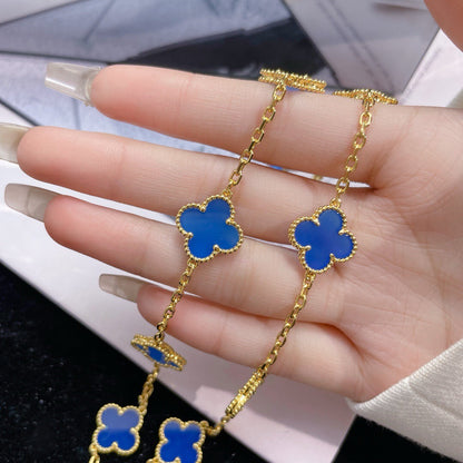 Lume Jewelry クローバー10モチーフ ブルーアゲートネックレス